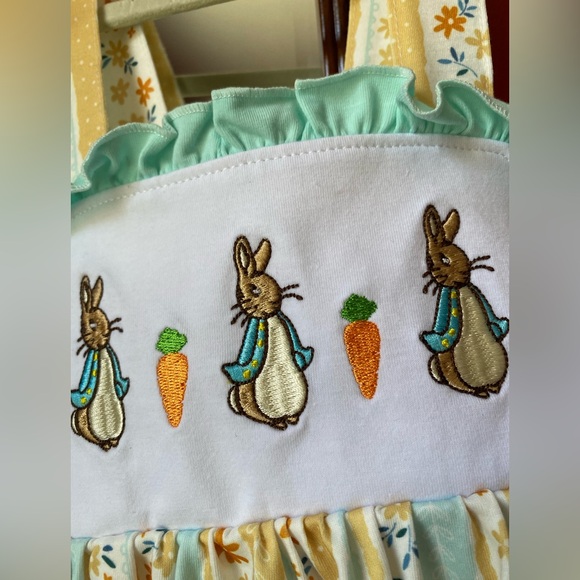 Abby & Evie Embroidered Peter Rabbit Sundress in Floral Pastels NWT - Picture 2 of 11